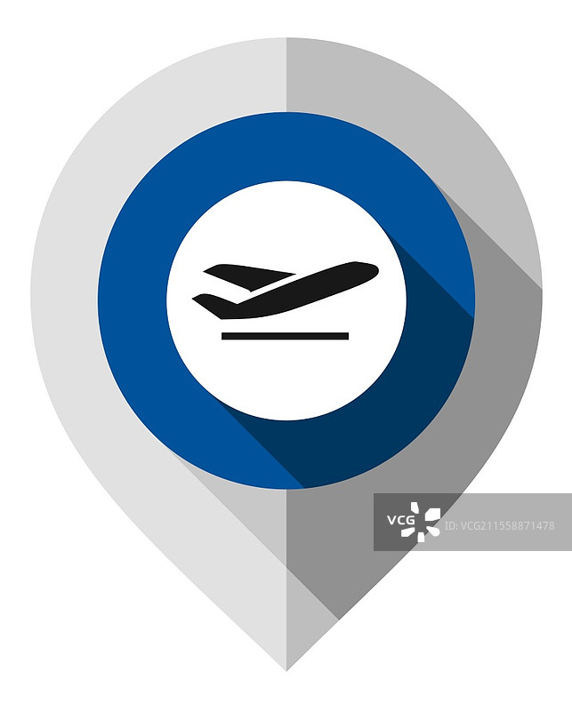 灰色纸折叠的地图图钉、飞机符号和GPS指针图片素材