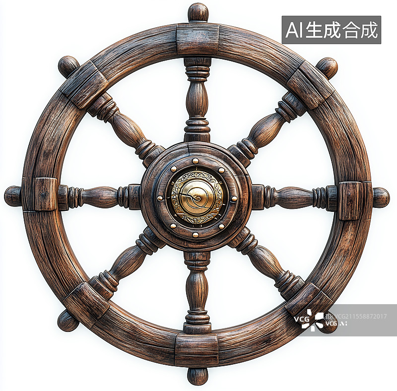 【AI数字艺术】木质掌舵方向盘元素图片素材