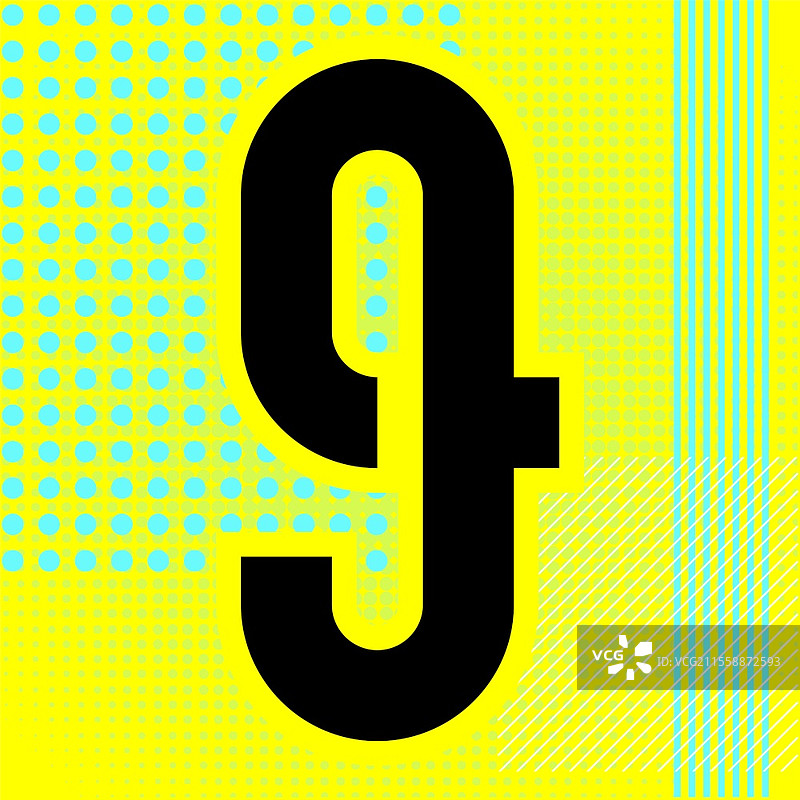 现代字体。时尚字母，明亮背景上的黑色数字九。现代字体。时尚字母，明亮背景上的黑色数字。图片素材