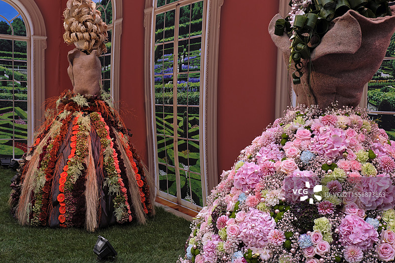 植物裙子，Folie?Flore，短暂花园，展览中心，每年十月，穆尔豪斯，上莱茵，法国图片素材