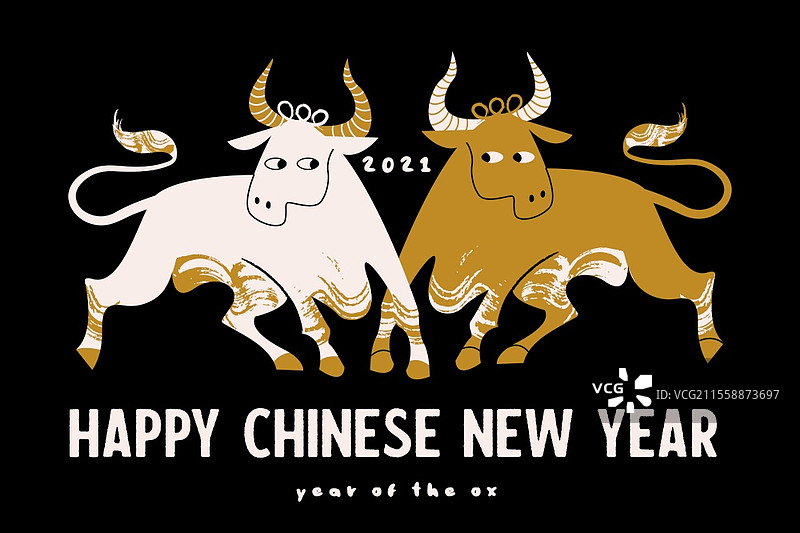 新年快乐。2021年牛年，矢量插图，贺卡，横幅。2021年牛年，矢量插图，贺卡，横幅。图片素材