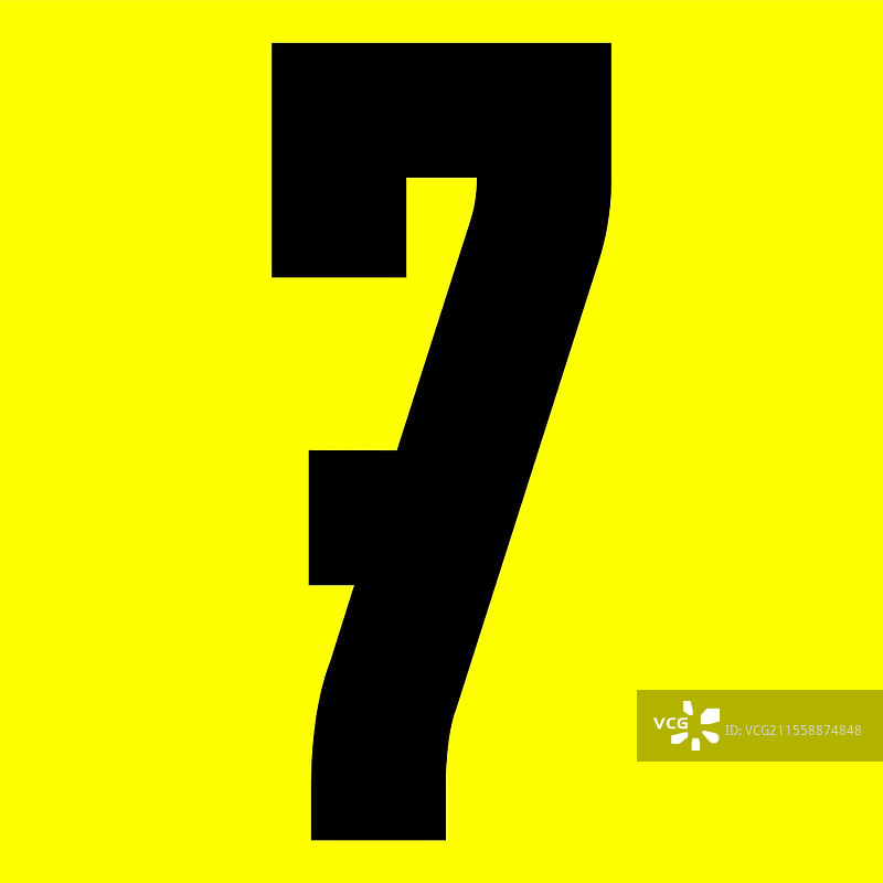 黑色现代字体。时尚字母，黄色背景上的黑色矢量数字7，矢量插图10eps。黑色现代字体。时尚字母，黄色背景上的黑色矢量数字，矢量插图10eps。图片素材