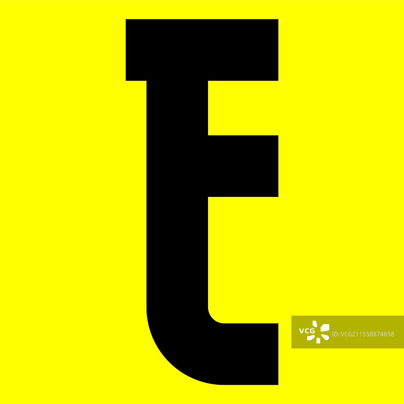 黑色现代字体。时尚字母，黑色矢量字母E在黄色背景上，矢量插图10eps。黑色现代字体。时尚字母，黑色矢量字母在黄色背景上，矢量插图10eps。图片素材
