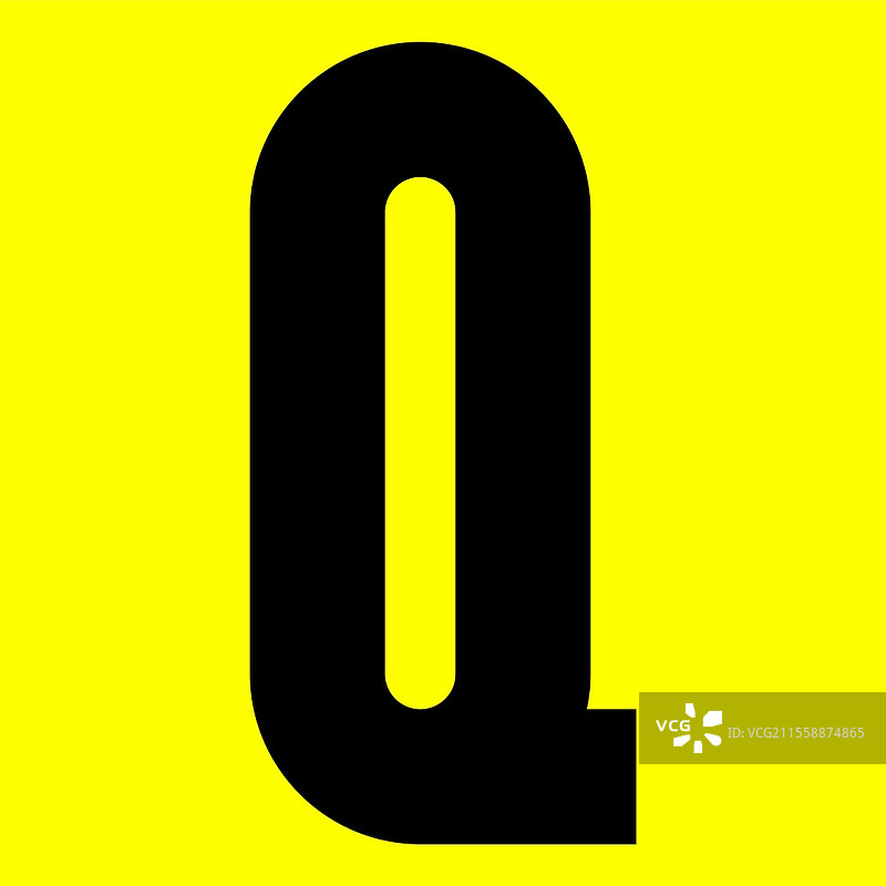 黑色现代字体。时尚字母，黑色矢量字母Q在黄色背景上，矢量插图10eps。黑色现代字体。时尚字母，黑色矢量字母在黄色背景上，矢量插图10eps。图片素材