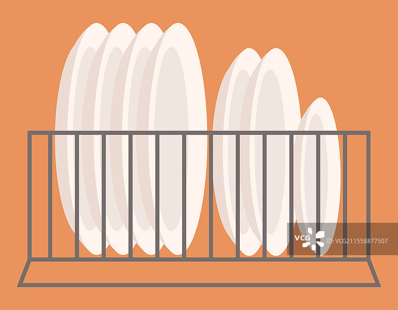 金属壁挂架上的盘子展示图片素材