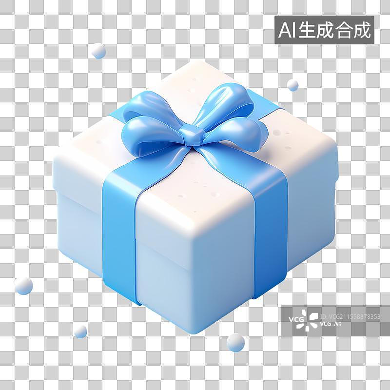 【AI数字艺术】蓝白精致礼品盒配蝴蝶结图片素材
