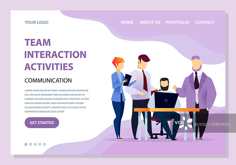 团队互动活动，办公室里的人们。程序员或编码者在查看笔记本电脑屏幕的团队合作。使用个人电脑的角色。网站或网页模板，着陆页矢量图。团队互动活动，使用笔记本电脑的编码者。图片素材