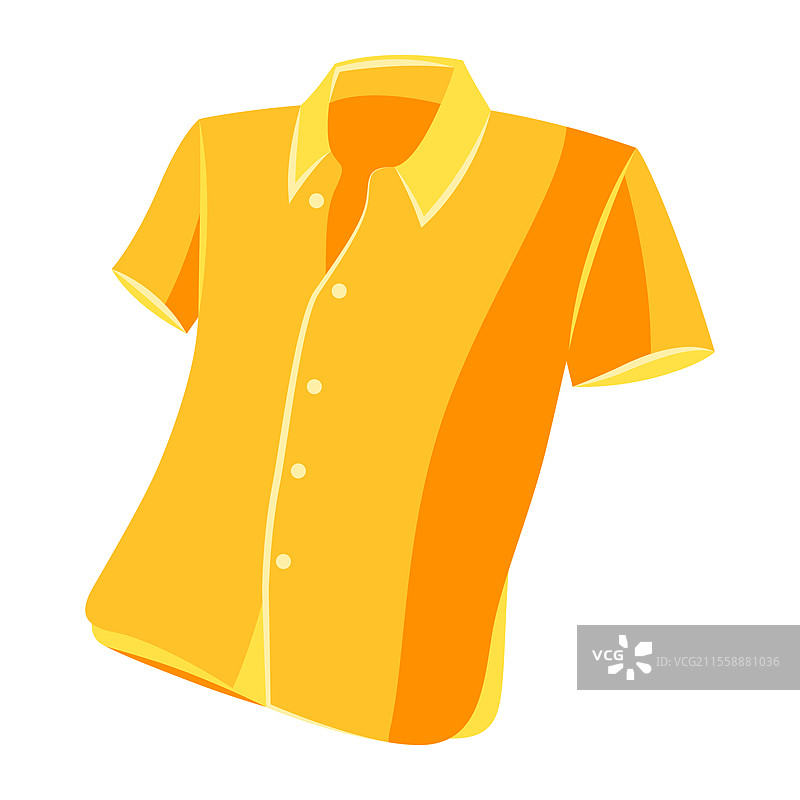 男性黄色衬衫插图。夏季时尚沙滩服装。男性黄色衬衫插图。图片素材