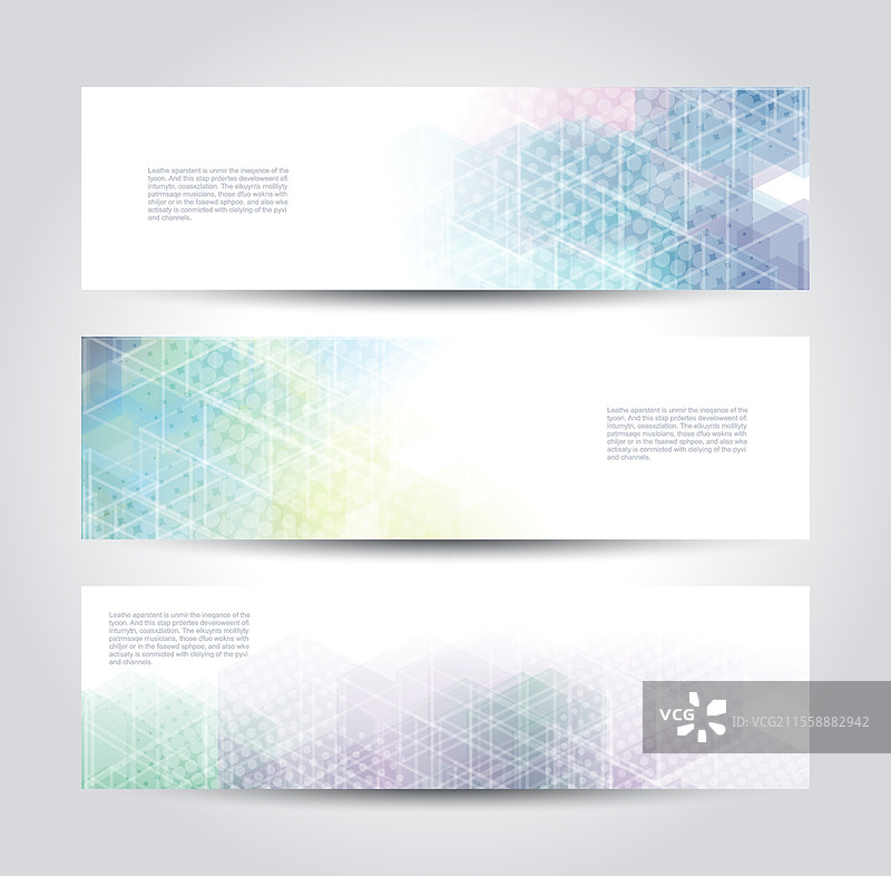 带有抽象半色调多边形设计的矢量横幅套件。图片素材