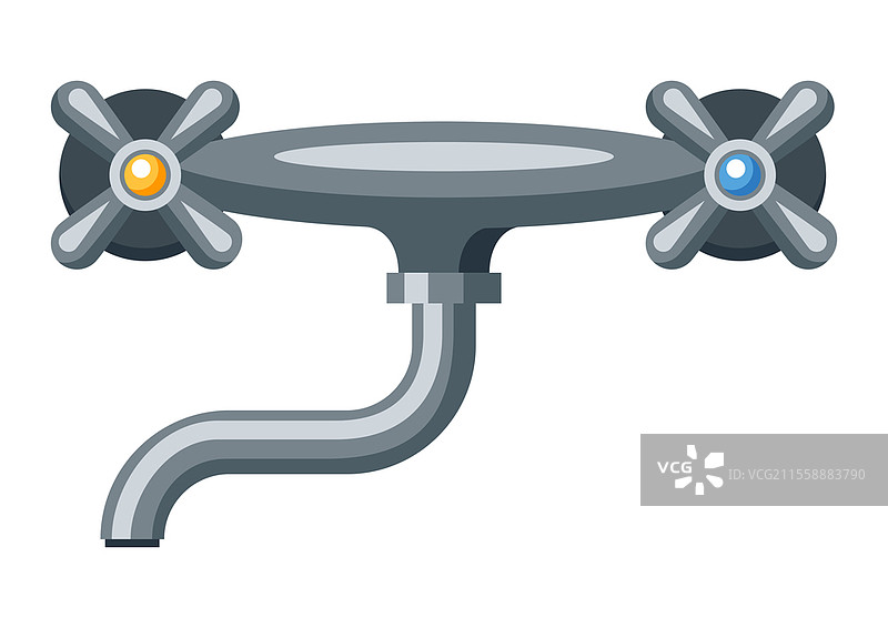 浴室水龙头的插图。用于行业和商店的广告图标或图像。图片素材