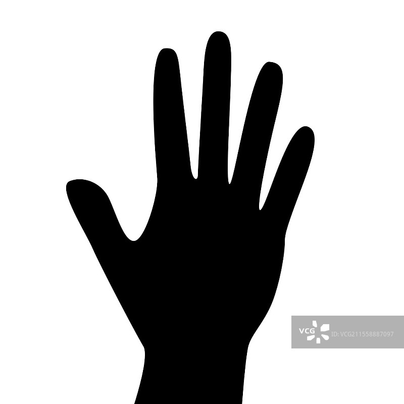 黑色手部轮廓在白色背景上独立。矢量插图。图片素材