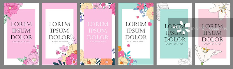 夏季抽象Instagram故事横幅集合背景，可用于着陆页、网站、移动应用程序和网页设计。矢量插图EPS10图片素材