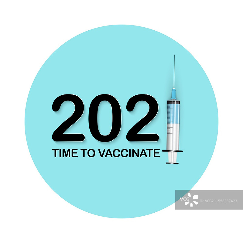 2021年接种疫苗的时刻。新冠病毒疫苗接种概念。矢量插图。图片素材