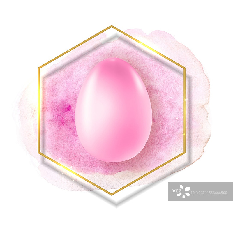 彩蛋与颜料飞溅和金色边框。矢量插图EPS10。图片素材