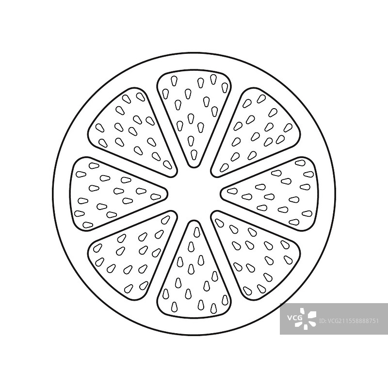 水果切片 - 橙子、柠檬、葡萄柚，黑白图标。矢量插图。EPS10。图片素材