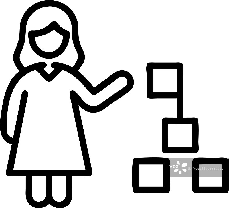 女性手选择木块特许经营图标蓝色图片素材