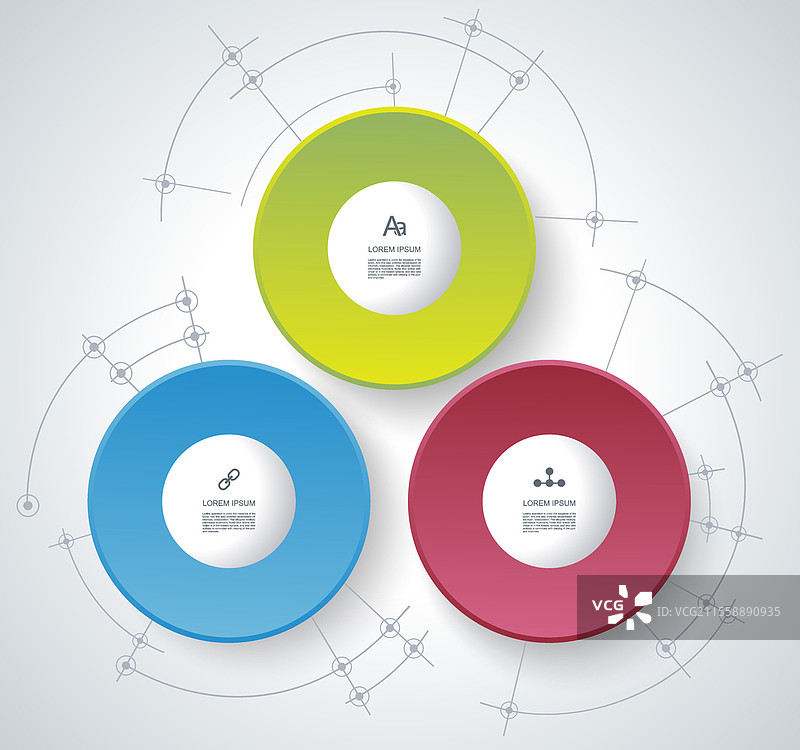 信息图表圆形折纸风格，可用于工作流程布局、选项或步骤横幅、图表、数字线、网页设计。图片素材
