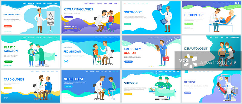 关于在线提供医疗服务的一组插图。为患者提供的付费项目。与专家进行在线治疗和咨询。与医生沟通的应用程序着陆页模板。关于在线提供医疗服务的一组插图。为患者和医生提供的网站。图片素材