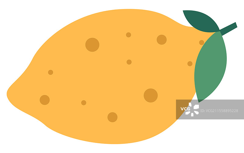 黄色柠檬与绿色叶子的扁平矢量插图。酸味柑橘果实，背景为白色。带有深色斑点的柠檬树果实。柑橘果实连同枝条和叶子一起采摘，生长于希腊。黄色柠檬与绿色叶子的矢量插图。酸味柑橘果实，背景为白色。图片素材