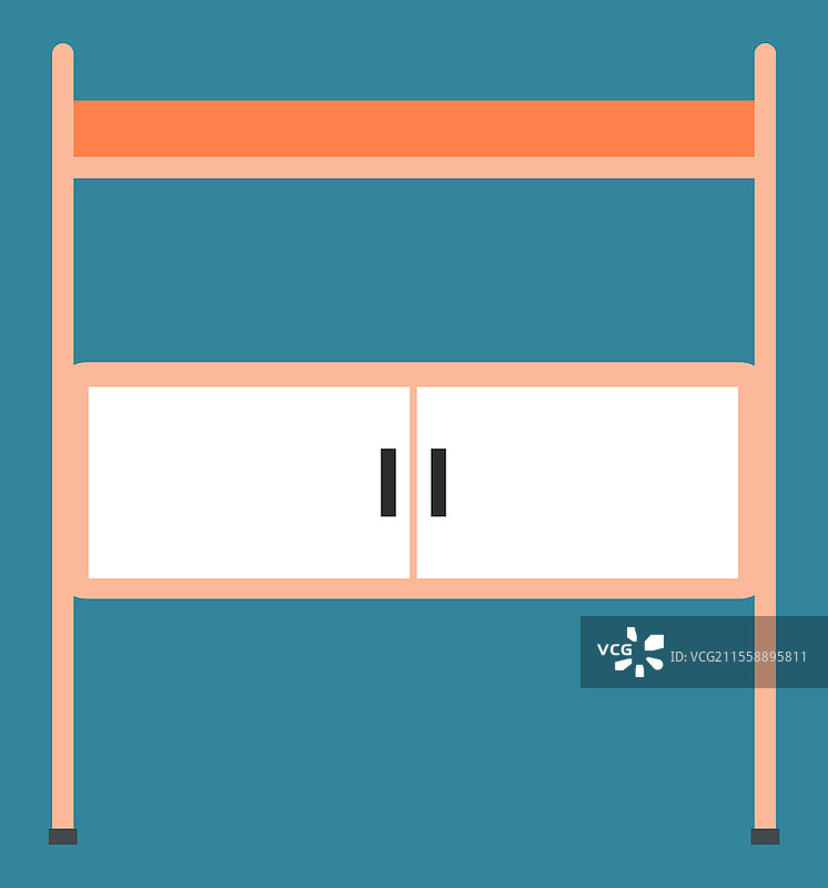 婴儿操作和物品存储的抽屉柜。医生办公室的家具。带抽屉的木柜，顶部有小孩的空间。医疗办公室的室内元素。婴儿操作和物品存储的抽屉柜。医生办公室的家具。图片素材