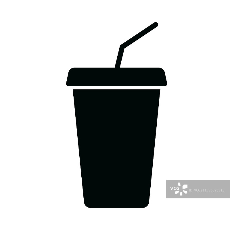 带盖和吸管的一次性杯子。简约食品图标，采用时尚线条风格，背景为白色，适用于网页应用和移动概念。矢量插图。EPS10。带盖和吸管的一次性杯子。简约食品图标，采用时尚线条风格，背景为白色，适用于网页应用和移动概念。图片素材