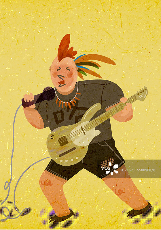 公鸡吉他贝斯摇滚男孩动物拟人卡通形象图片素材