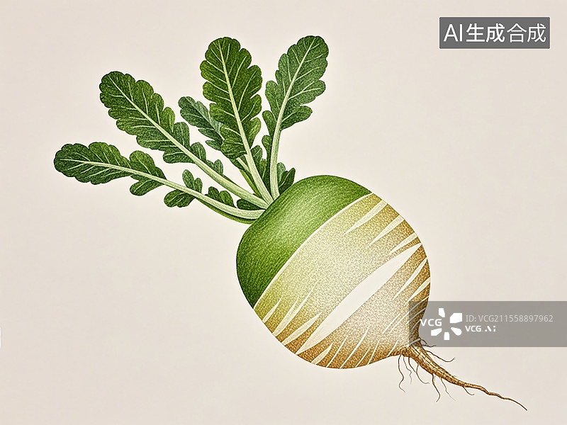 【AI数字艺术】白萝卜蔬菜生鲜手绘包装插画图片素材