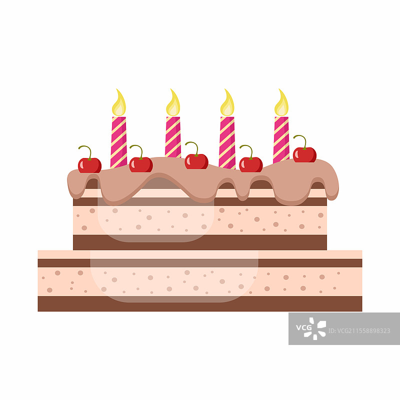 白色背景上的甜美蛋糕。矢量插图图片素材