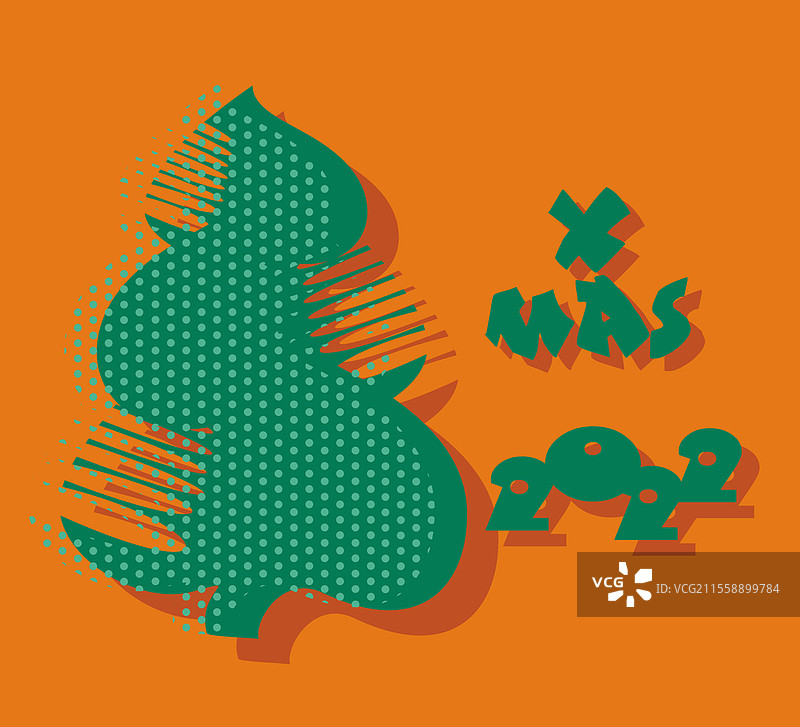 用卷曲的纸角形成的创意圣诞树。矢量插图。图片素材