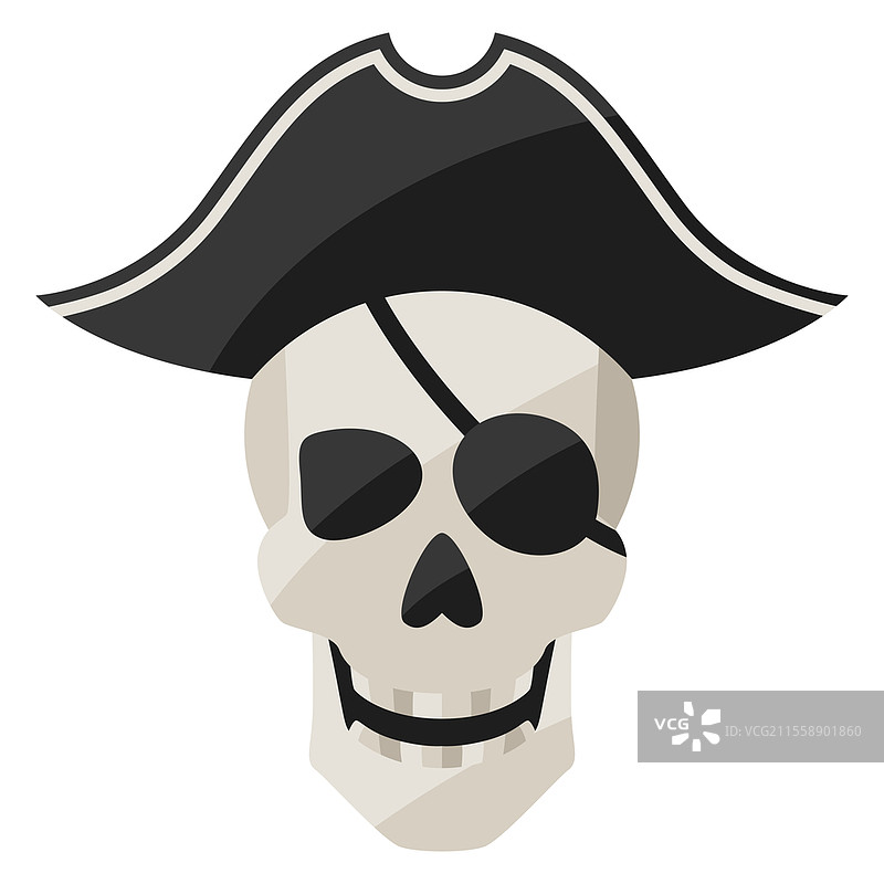 海盗骷髅插图。适用于游戏或冒险的图像。风格化图标。海盗骷髅插图。适用于游戏或冒险的图像。图片素材