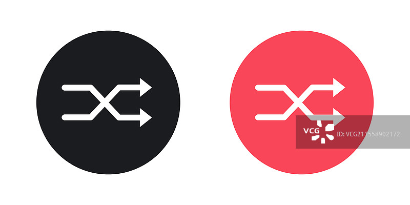 洗牌图标集，黑色与彩色风格图片素材