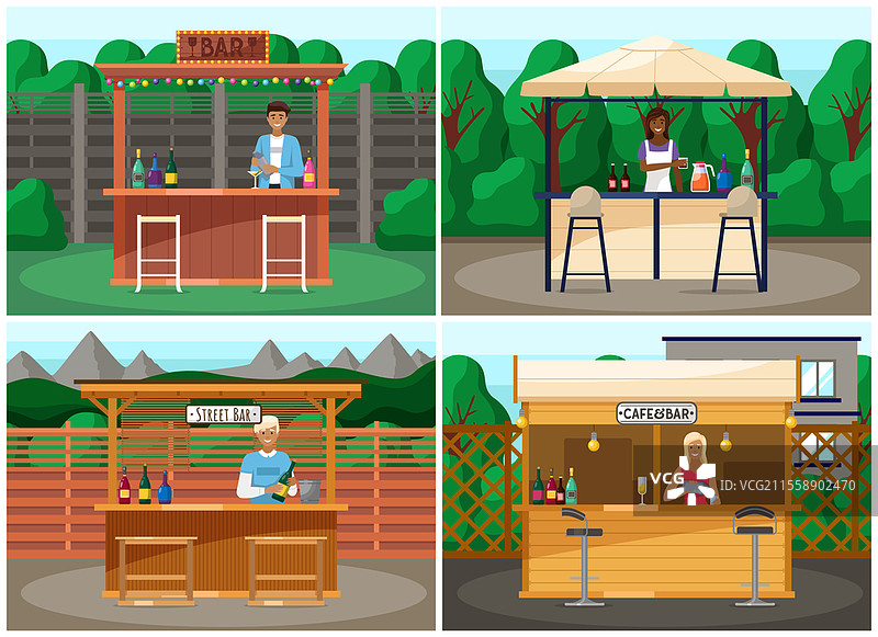 在街头咖啡馆喝咖啡和用餐。朋友们聚会。城市中热闹的户外餐厅或酒吧。在咖啡馆餐厅放松，享受酒精饮品。酒保调制饮品。户外节日。在街头咖啡馆喝咖啡和用餐。朋友们聚会。城市中热闹的户外餐厅或酒吧。图片素材