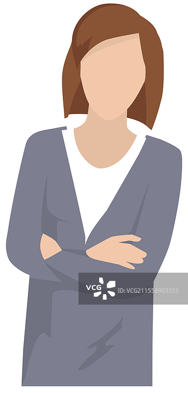 穿着商务服装的女商人。白色背景上独立的女性办公室装扮的矢量插图。女性角色教师或经理头像。秘书半身高图标商务人士。穿着商务服装的女商人。白色背景上独立的女性办公室装扮的矢量插图。图片素材