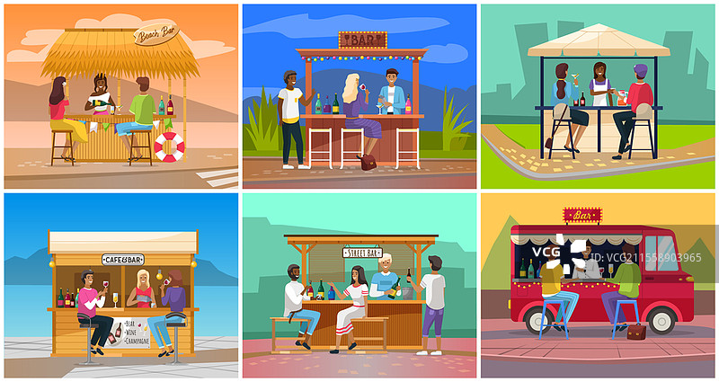 在街头咖啡馆喝咖啡和用餐。朋友们聚会。城市中热闹的户外餐厅或酒吧。在咖啡馆餐厅放松，酒吧聚会。调酒师正在调制饮品。户外节日。在街头咖啡馆喝咖啡和用餐。朋友们聚会。城市中热闹的户外餐厅或酒吧。图片素材