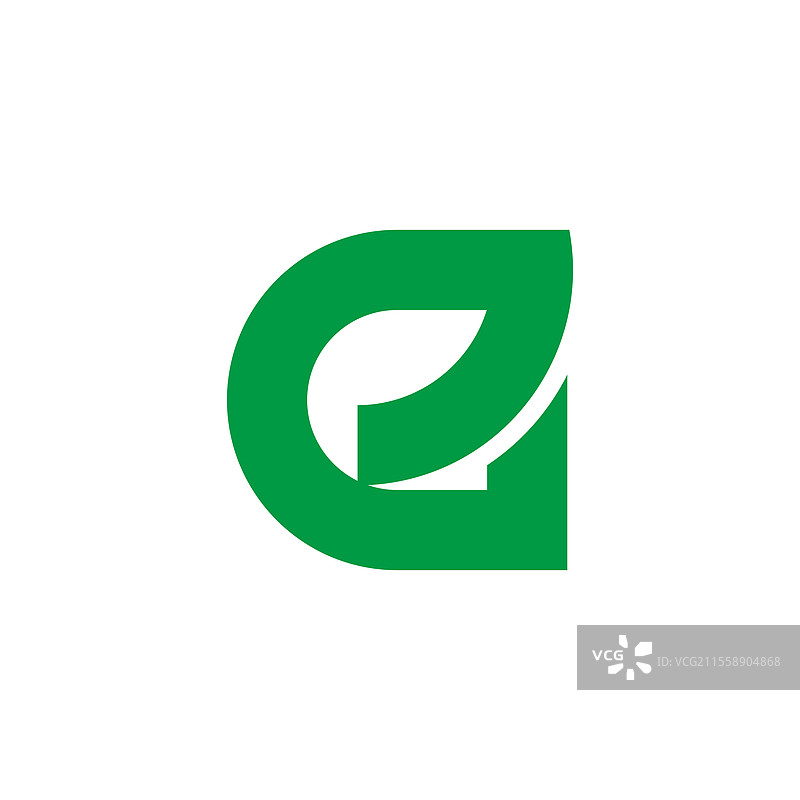 字母E生态绿色叶子简单几何标志图片素材