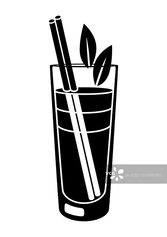 莫吉托鸡尾酒的插图，盛在玻璃杯中。适合派对、酒吧和餐厅菜单的酒精饮品。图片素材