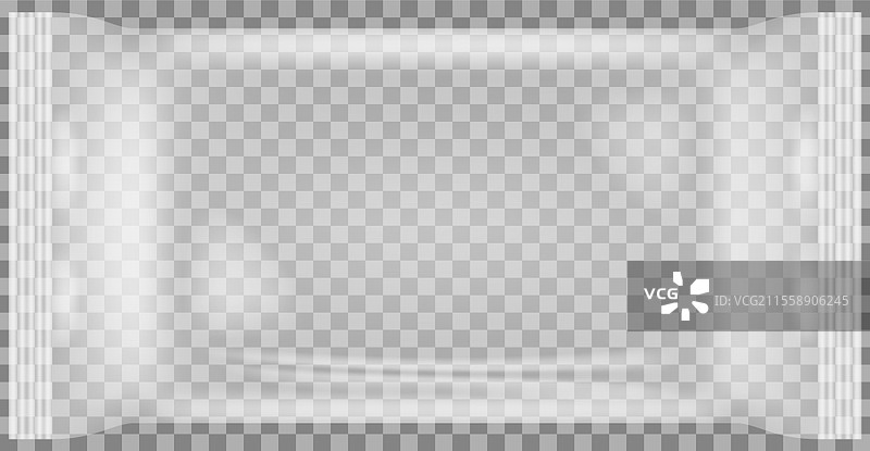 透明塑料袋矢量插图。光滑的聚乙烯包装。塑料包装在透明背景上独立展示。用于存储和携带小物品的聚乙烯包装。光滑的聚乙烯包装，小包装。塑料包装在透明背景上独立展示。图片素材