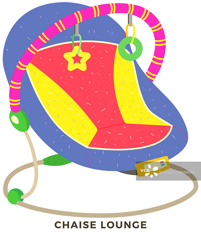 自动婴儿摇摆器，儿童小玩意儿摇床。婴儿放松的躺椅。摇椅帮助孩子入睡和安静下来。带玩具的躺椅，儿童室内元素矢量图标。自动婴儿摇摆器，摇床小玩意儿。带玩具的躺椅，儿童室内元素。图片素材