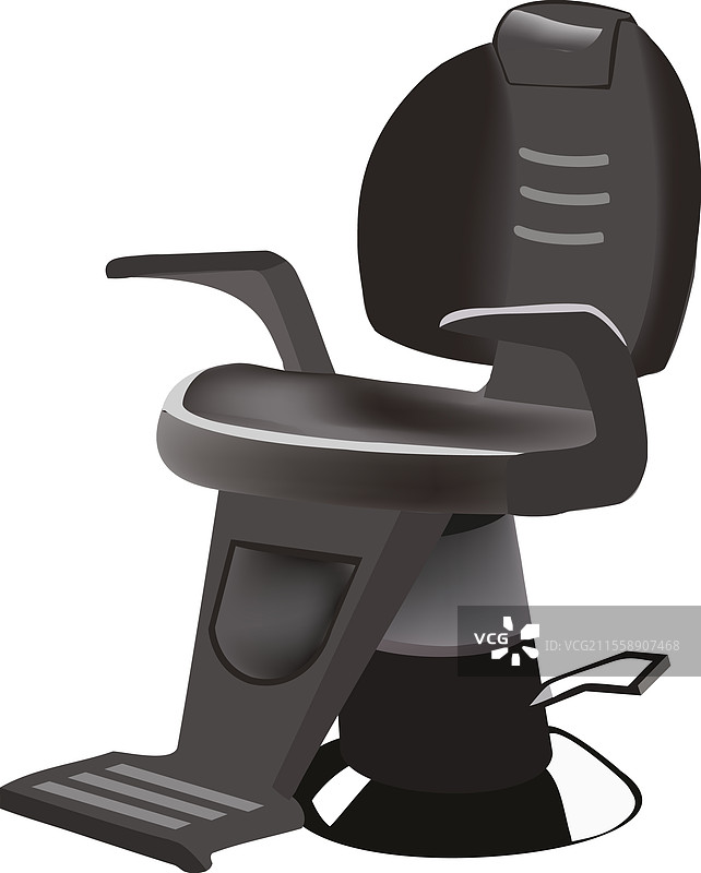 现代黑色理发椅放置在白色背景上图片素材