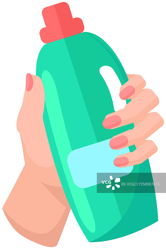 清洁液图标扁平矢量图。塑料瓶装消毒剂。用于清洁的抗菌消毒液。场所清洁，感染控制概念。家庭和个人卫生。塑料瓶装消毒剂。用于清洁场所的抗菌消毒液。图片素材