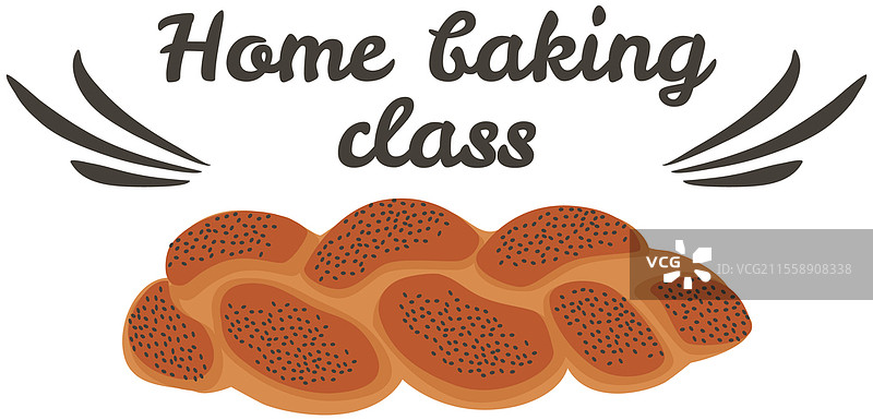 烘焙大师班徽标设计，装饰精美的派。咖啡馆品牌，烘焙糕点海报。面包店标志模板，烹饪学校徽章。家庭烘焙课程设计元素，包含甜点和蛋糕。家庭烘焙课程设计元素，包含甜点和蛋糕。烹饪大师班徽标，包含派。图片素材