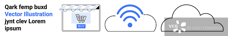 在线购物概念与无线连接图片素材