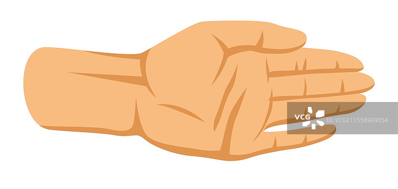 人手掌的插图。请求或给予的手势。风格化的图像。图片素材