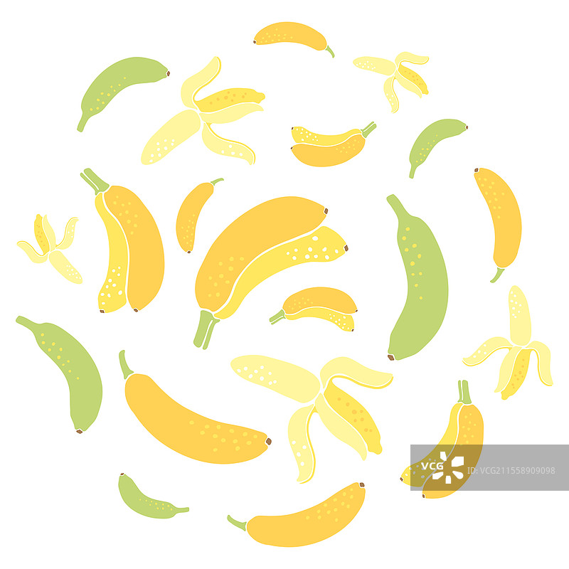 背景中有黄色香蕉。装饰性风格化水果。背景设计包含黄色香蕉。装饰性水果。图片素材