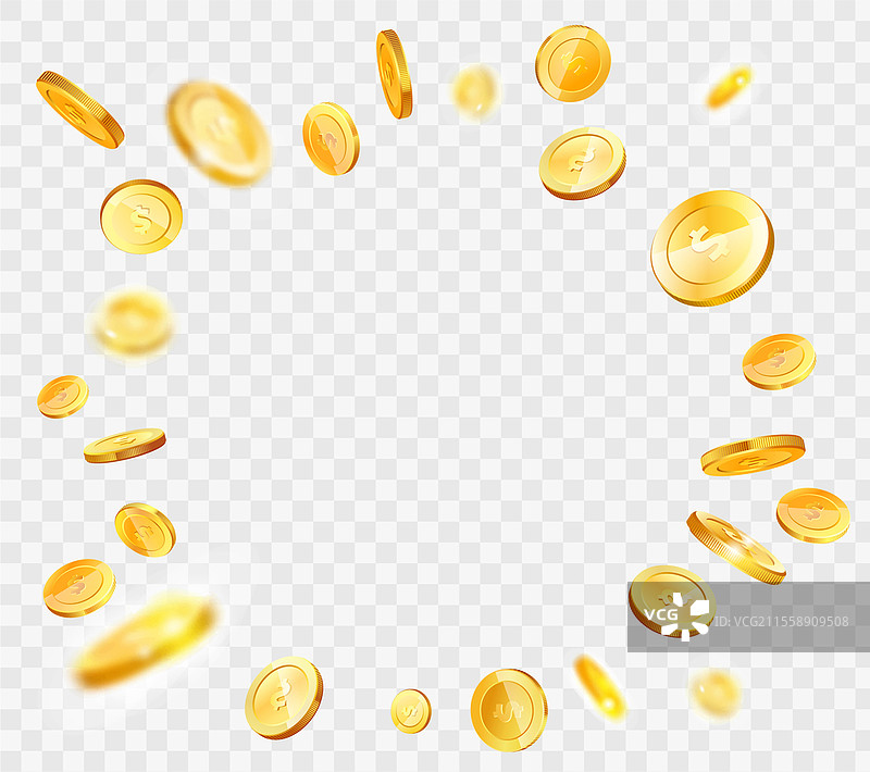 等距金币上带有美元符号的多种投影。金钱现金符号独立。逼真的3D硬币。用于网络应用信息图的银行、商业、金融操作的矢量插图。图片素材