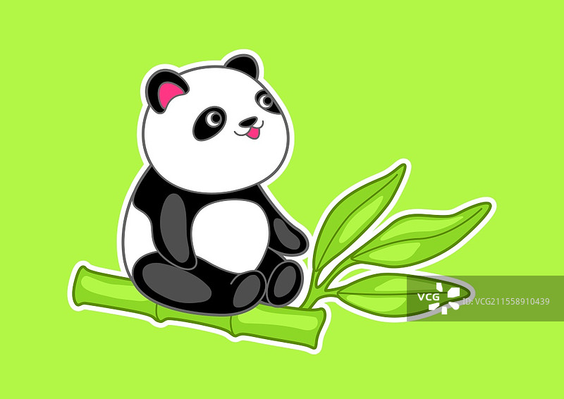 可爱的卡通小熊猫插图。搞笑的快乐动物角色。图片素材