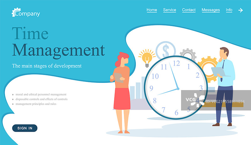 时间管理、工作流程组织网站布局。工作效率、生产力提升概念。人们在进行时间管理阶段的开发。日程安排、应对截止日期。人们在进行时间管理阶段的开发。工作流程组织网站布局。图片素材