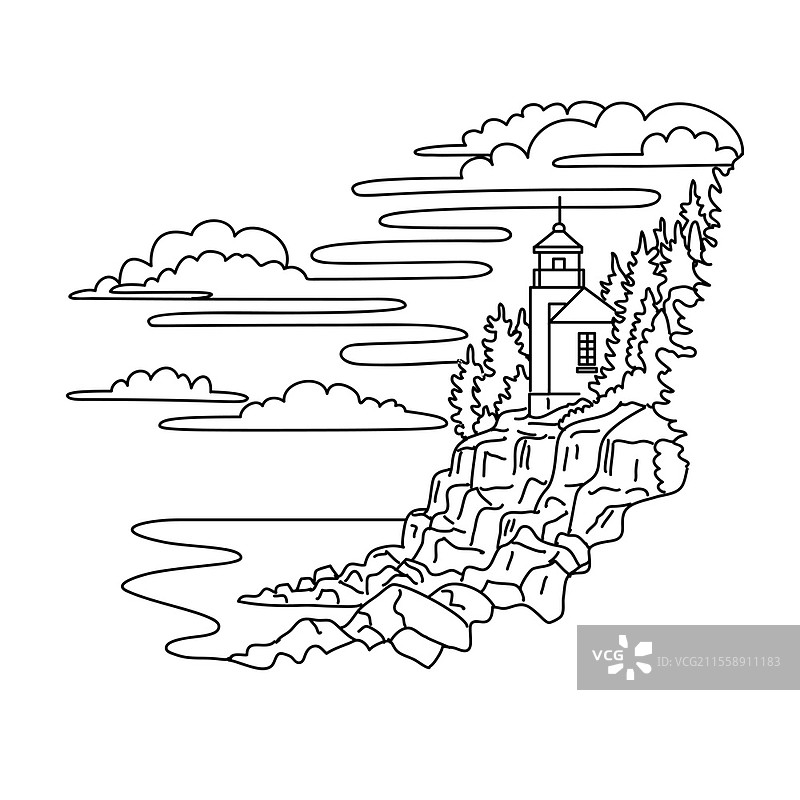 巴斯港头灯塔的单线插图,位于美国缅因州的阿卡迪亚国家公园,采用黑白单线绘画艺术风格。SVG文件可用于横幅、卡片、图案、剪贴簿、派对邀请、封面、配件、生日、设计等更多用途!在此套件中,压缩下载包括:? Silhouette Studio Cameo、Cricut等的SVG矢量文件 ? PNG文件(300dpi,尺寸至少10英寸或更大) ? DXF文件 ? EPS文件 ? JPG文件 通过多种文件类型的下载,无论项目是什么,您都能找到所需。创建您自己的T恤、杯子、模板、墙面艺术、贺卡等等。巴斯港头灯塔 阿卡迪亚国家公园 缅因州 单线艺术绘图图片素材