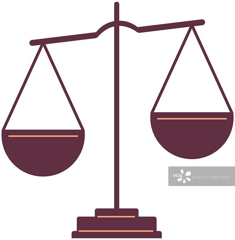质量平衡秤，法律与正义的象征图标。古老的测量设备，审判与惩罚，平等的标志。带有两个碗的称重测量仪器。梁式平衡秤。质量平衡秤，法律与正义的象征图标。带有两个碗的称重测量仪器。图片素材