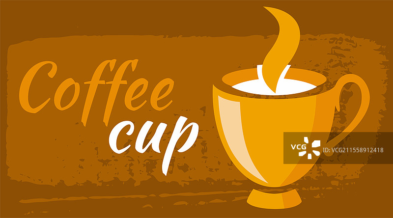 咖啡杯上的手写书法文字。热饮旁的文字构图和字母设计。咖啡馆海报的创意设计，清爽饮品广告。咖啡杯上的书法文字，热饮旁的文字构图。图片素材